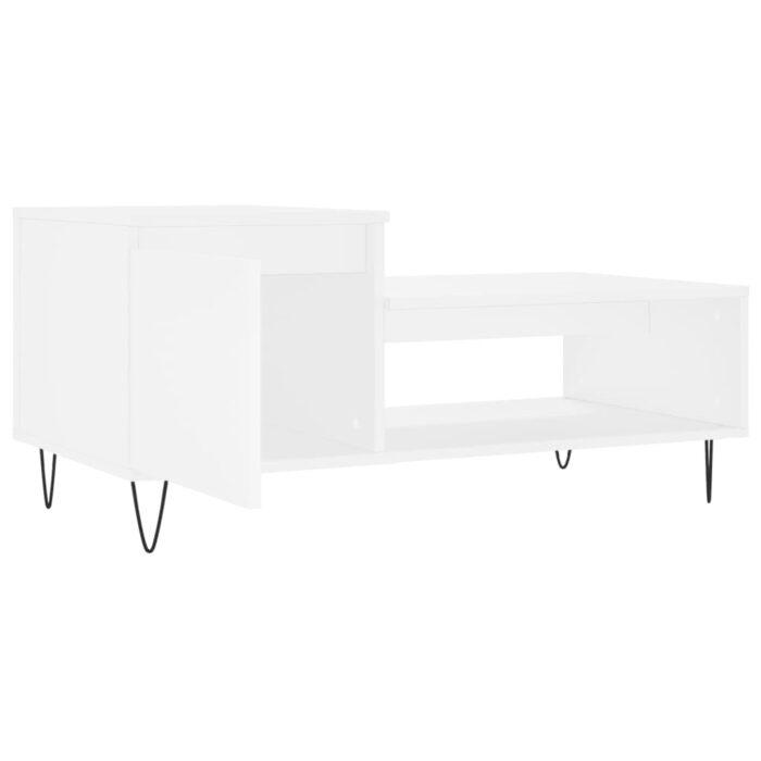 Table basse Blanc 100x50x45 cm Bois d'ingénierie – Image 4
