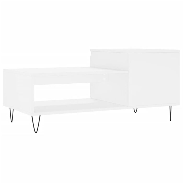Table basse Blanc 100x50x45 cm Bois d'ingénierie – Image 6