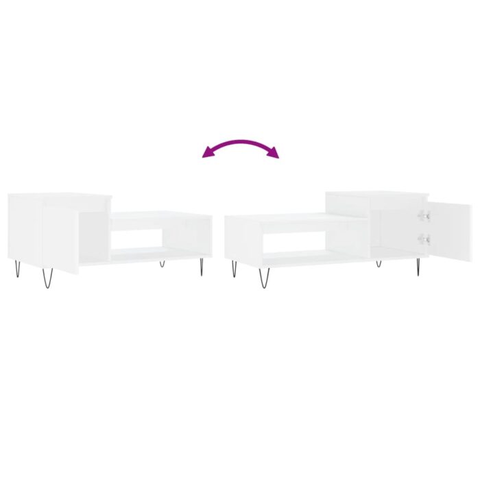 Table basse Blanc 100x50x45 cm Bois d'ingénierie – Image 7