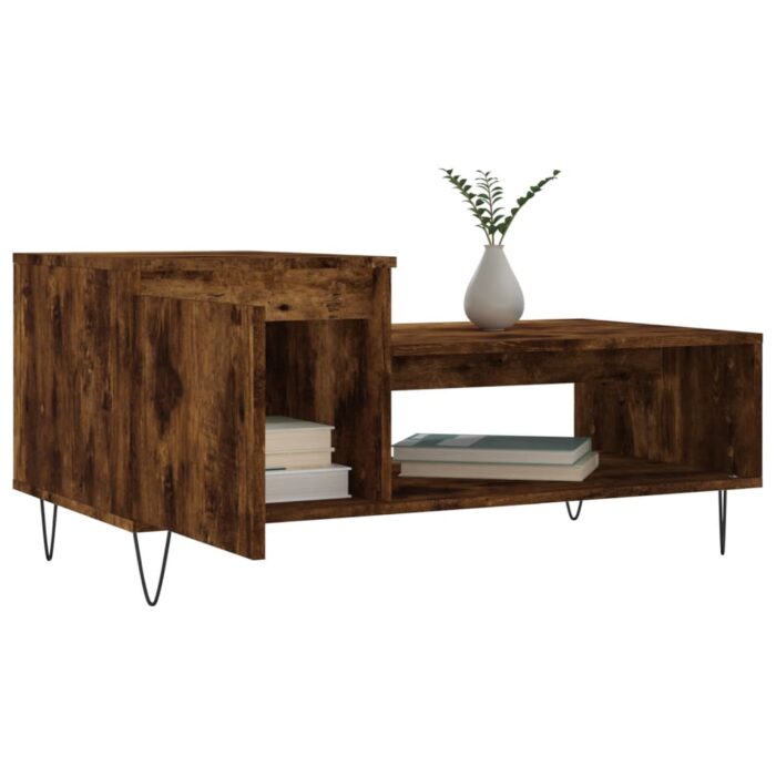 Table basse Chêne fumé 100x50x45 cm Bois d'ingénierie – Image 2