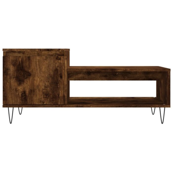 Table basse Chêne fumé 100x50x45 cm Bois d'ingénierie – Image 3