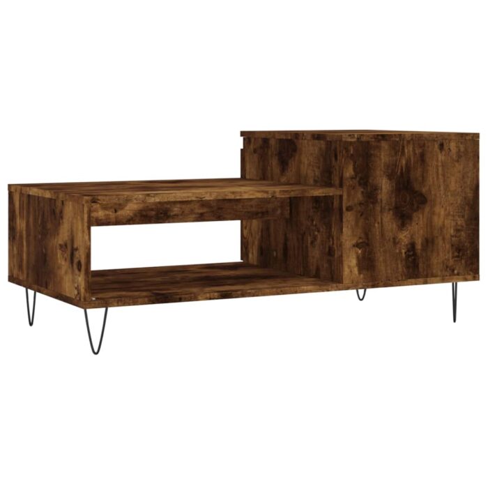 Table basse Chêne fumé 100x50x45 cm Bois d'ingénierie – Image 6