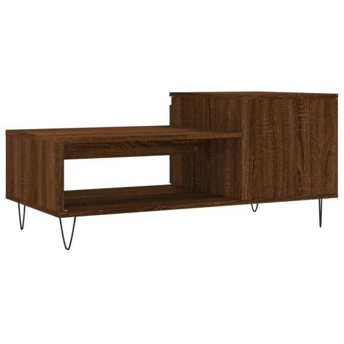Table basse Chêne marron 100x50x45 cm Bois d'ingénierie – Image 6