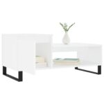 Table basse Blanc 100x50x45 cm Bois d'ingénierie – Image 2