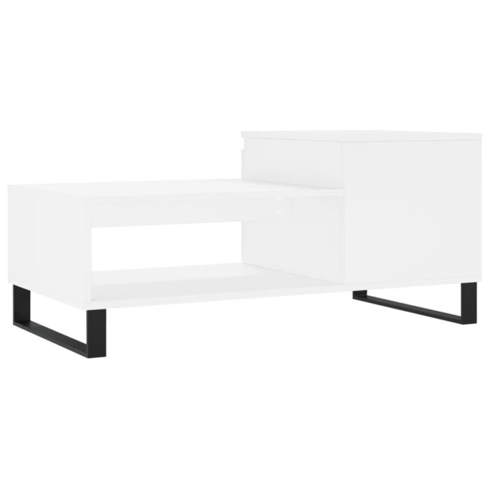 Table basse Blanc 100x50x45 cm Bois d'ingénierie – Image 6