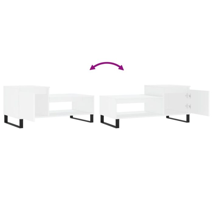 Table basse Blanc 100x50x45 cm Bois d'ingénierie – Image 7