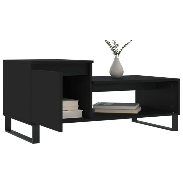 Table basse Noir 100x50x45 cm Bois d'ingénierie – Image 2