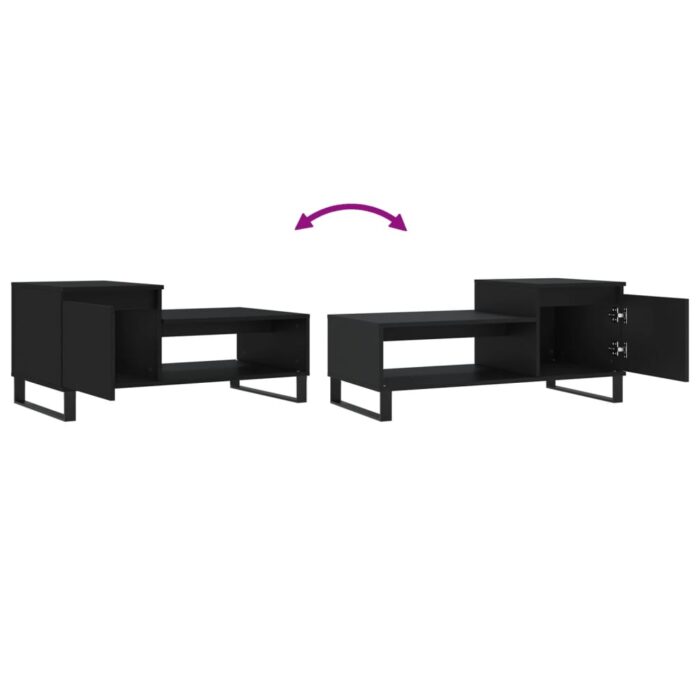 Table basse Noir 100x50x45 cm Bois d'ingénierie – Image 7