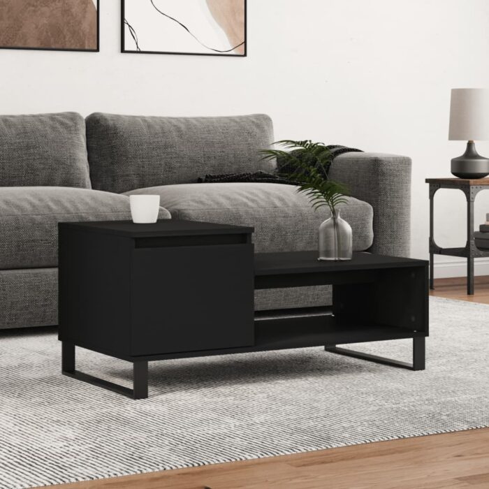 Table basse Noir 100x50x45 cm Bois d'ingénierie – Image 1