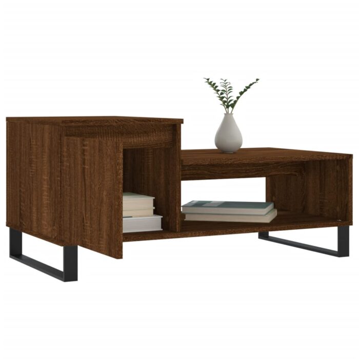 Table basse Chêne marron 100x50x45 cm Bois d'ingénierie – Image 2