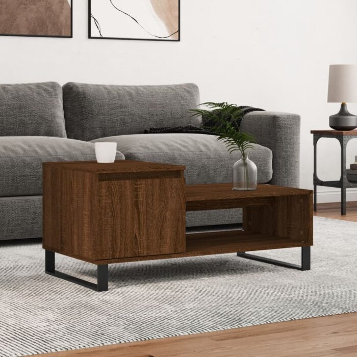 Table basse Chêne marron 100x50x45 cm Bois d'ingénierie – Image 1