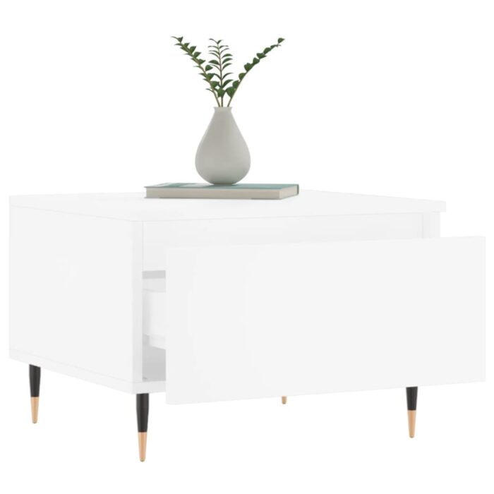 Table basse blanc 50x46x35 cm bois d'ingénierie – Image 2