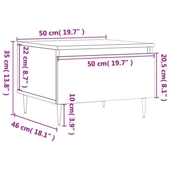 Table basse blanc 50x46x35 cm bois d'ingénierie – Image 9