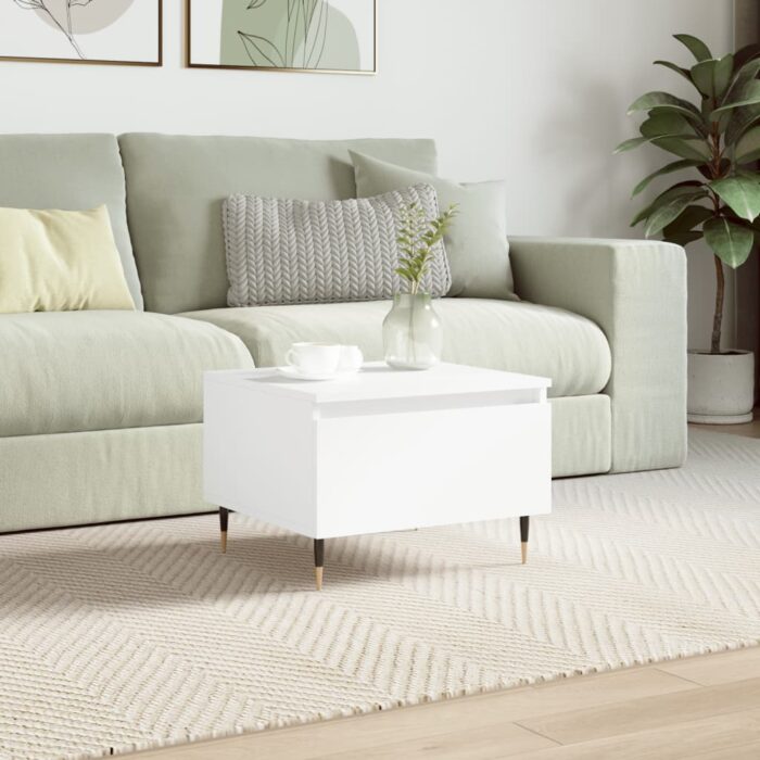 Table basse blanc 50x46x35 cm bois d'ingénierie – Image 1