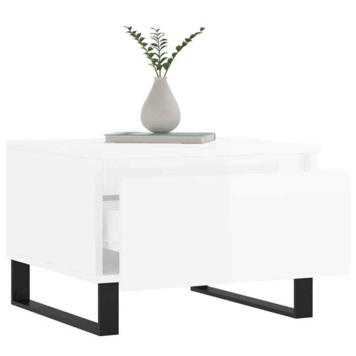 Tables basses 2 pcs blanc brillant 50x46x35cm bois d'ingénierie – Image 2