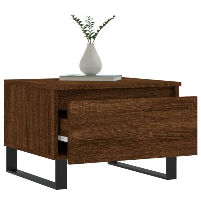 Table basse chêne marron 50x46x35 cm bois d'ingénierie – Image 2