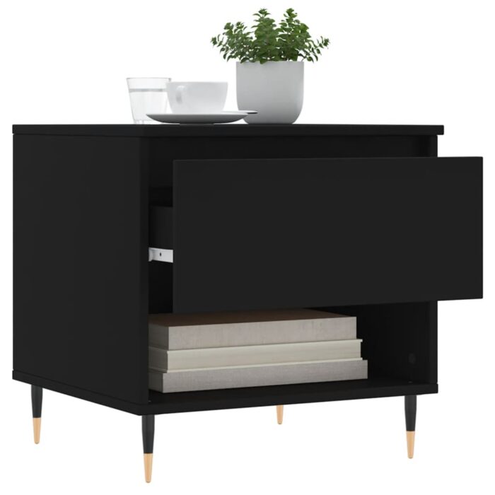Tables basses 2 pcs noir 50x46x50 cm bois d'ingénierie – Image 2