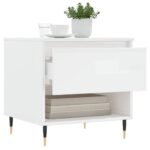 Table basse blanc brillant 50x46x50 cm bois d’ingénierie – Image 2