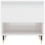 Table basse blanc brillant 50x46x50 cm bois d’ingénierie – Image 3