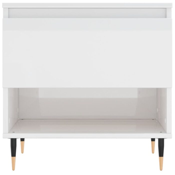 Table basse blanc brillant 50x46x50 cm bois d’ingénierie – Image 3