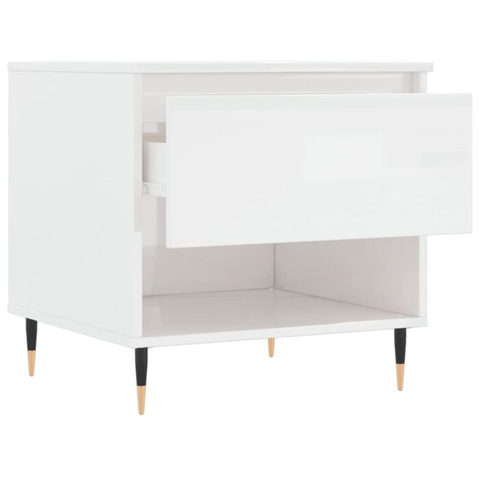 Table basse blanc brillant 50x46x50 cm bois d’ingénierie – Image 4
