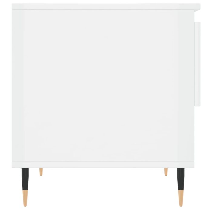 Table basse blanc brillant 50x46x50 cm bois d’ingénierie – Image 5