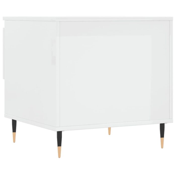 Table basse blanc brillant 50x46x50 cm bois d’ingénierie – Image 6