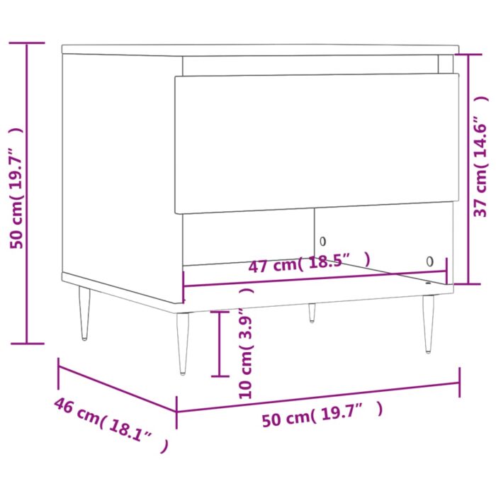 Tables basses 2 pcs gris béton 50x46x50 cm bois d'ingénierie – Image 10