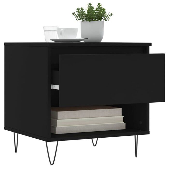 Table basse noir 50x46x50 cm bois d’ingénierie – Image 2