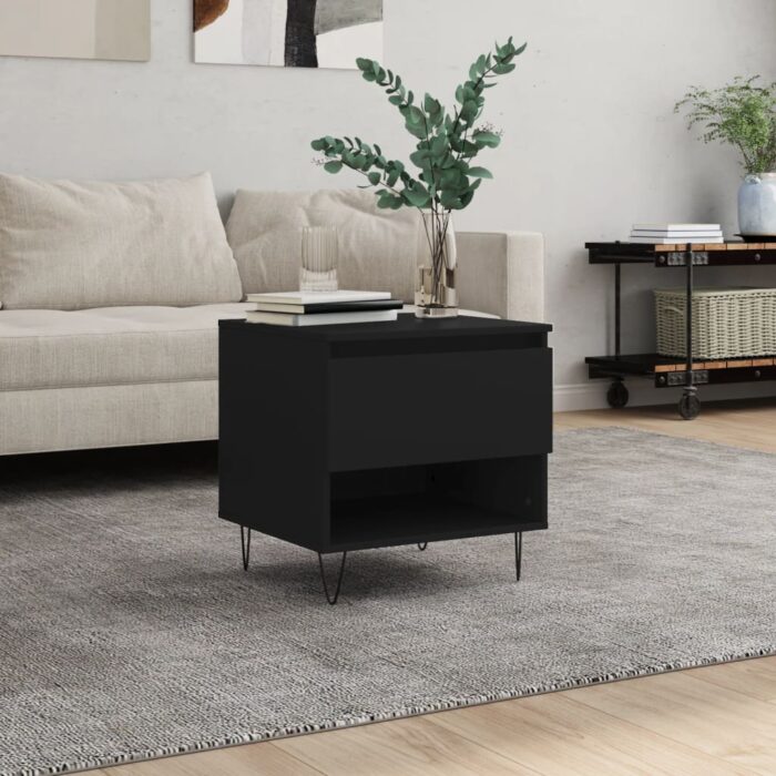 Table basse noir 50x46x50 cm bois d’ingénierie – Image 1