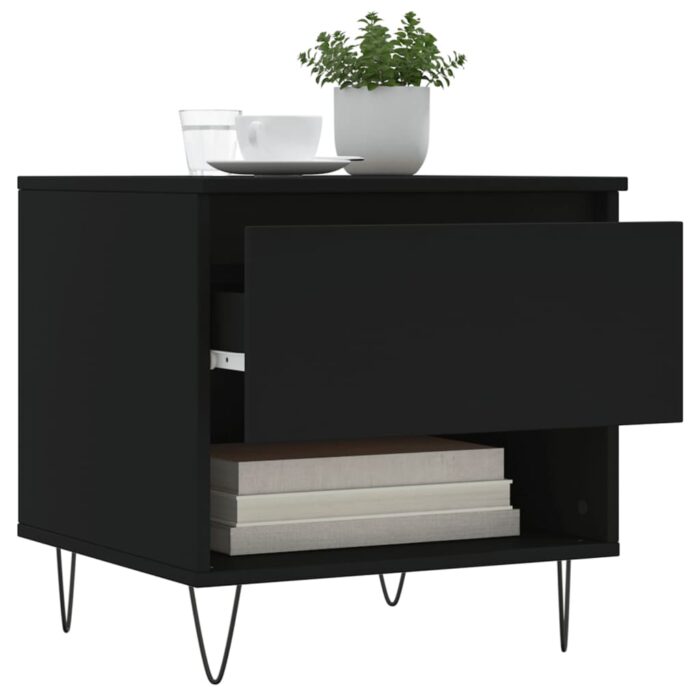 Tables basses 2 pcs noir 50x46x50 cm bois d'ingénierie – Image 2