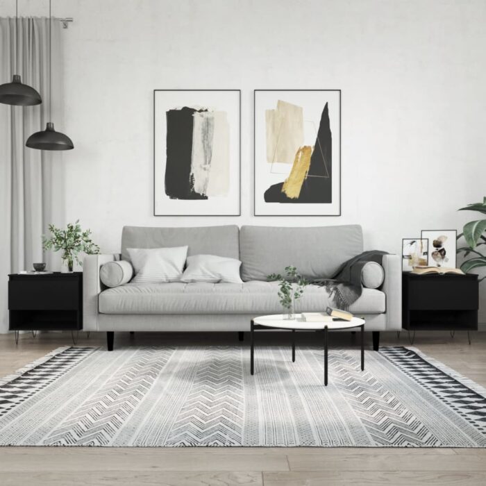 Tables basses 2 pcs noir 50x46x50 cm bois d'ingénierie – Image 1
