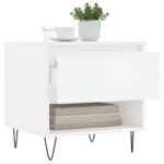 Tables basses 2 pcs blanc brillant 50x46x50cm bois d'ingénierie – Image 2