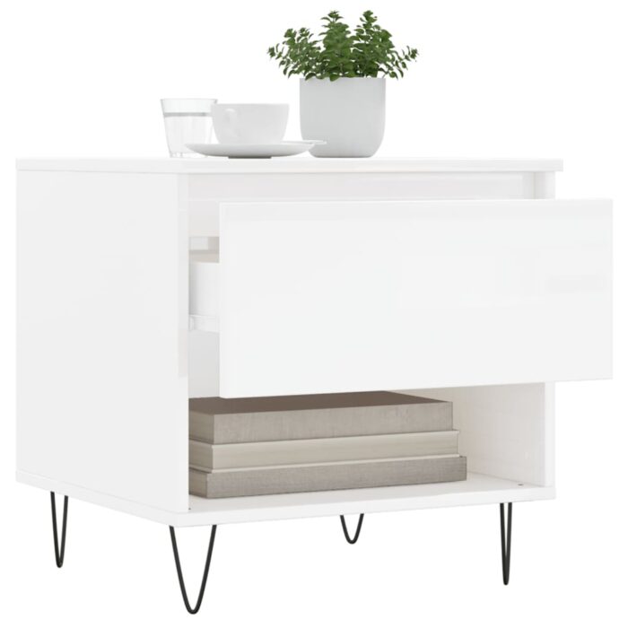 Tables basses 2 pcs blanc brillant 50x46x50cm bois d'ingénierie – Image 2