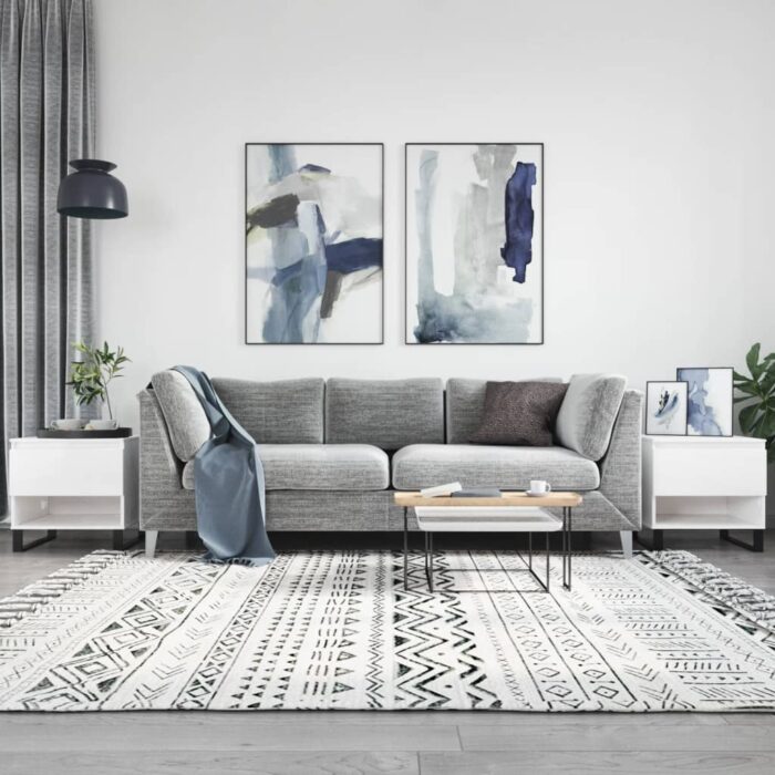 Tables basses 2 pcs blanc brillant 50x46x50cm bois d'ingénierie – Image 1