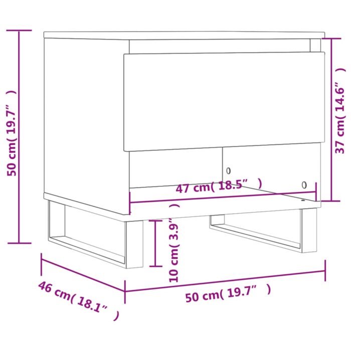 Tables basses 2 pcs chêne fumé 50x46x50 cm bois d'ingénierie – Image 10