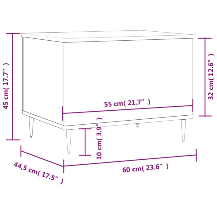 Table basse Noir 60x44,5x45 cm Bois d'ingénierie – Image 9