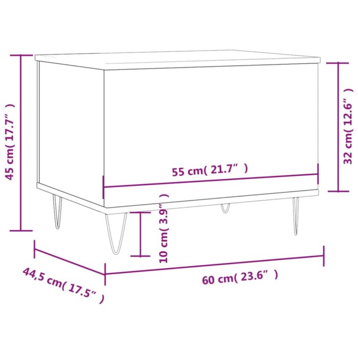 Table basse Noir 60x44,5x45 cm Bois d'ingénierie – Image 9