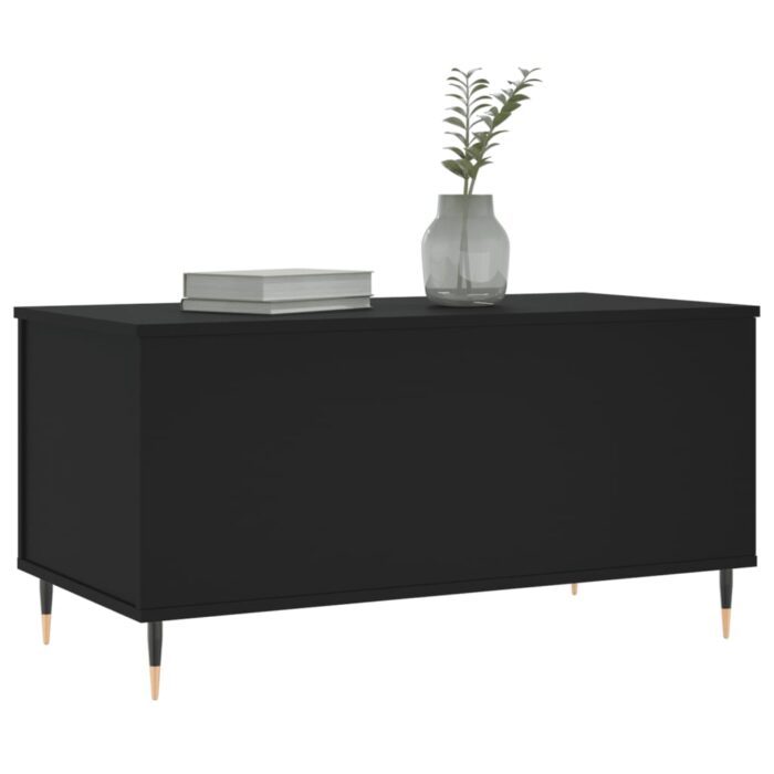Table basse Noir 90x44,5x45 cm Bois d'ingénierie – Image 2