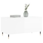 Table basse Blanc brillant 90x44,5x45 cm Bois d'ingénierie – Image 2
