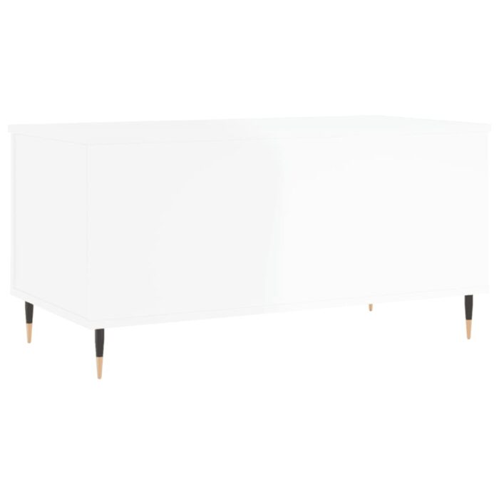 Table basse Blanc brillant 90x44,5x45 cm Bois d'ingénierie – Image 3