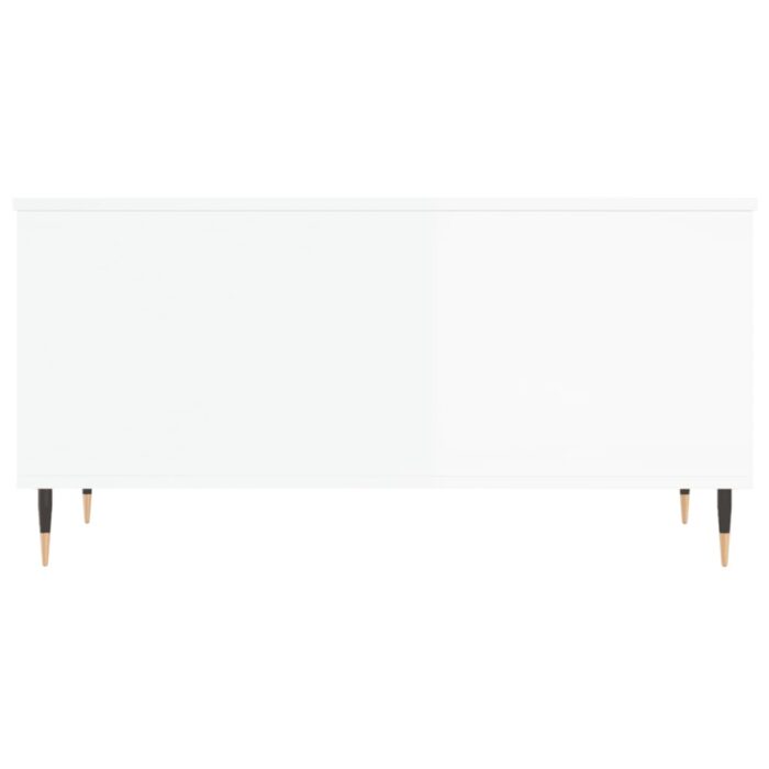 Table basse Blanc brillant 90x44,5x45 cm Bois d'ingénierie – Image 4