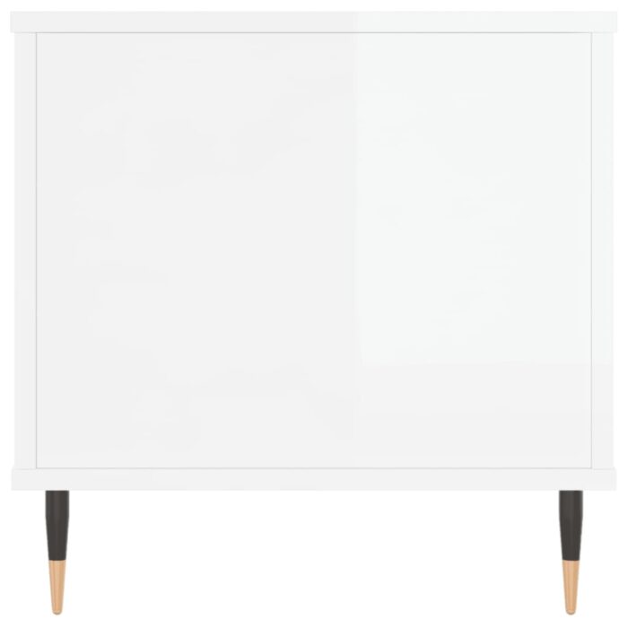 Table basse Blanc brillant 90x44,5x45 cm Bois d'ingénierie – Image 5