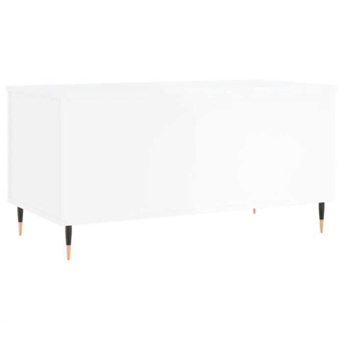 Table basse Blanc brillant 90x44,5x45 cm Bois d'ingénierie – Image 6