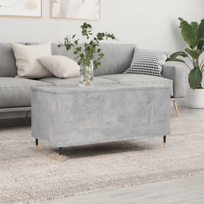 Table basse Gris béton 90x44,5x45 cm Bois d'ingénierie – Image 1