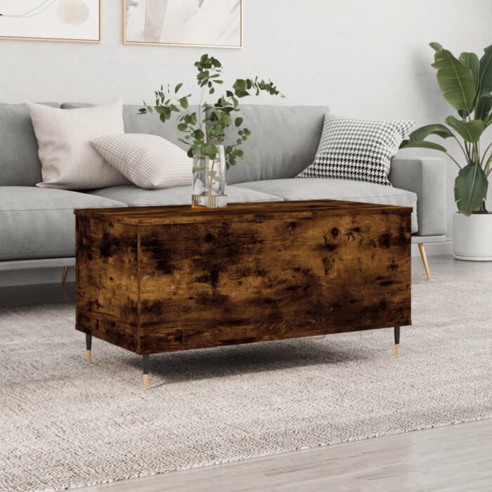 Table basse Chêne fumé 90x44,5x45 cm Bois d'ingénierie – Image 1
