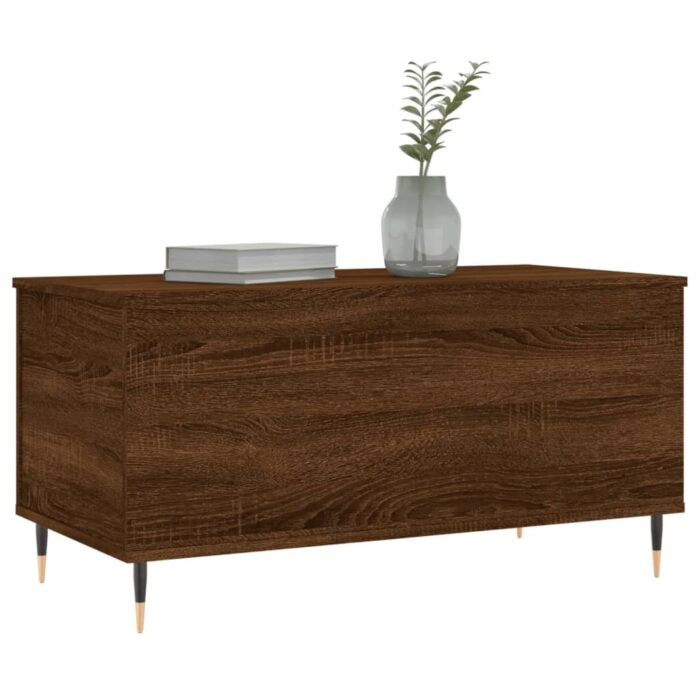 Table basse Chêne marron 90x44,5x45 cm Bois d'ingénierie – Image 2