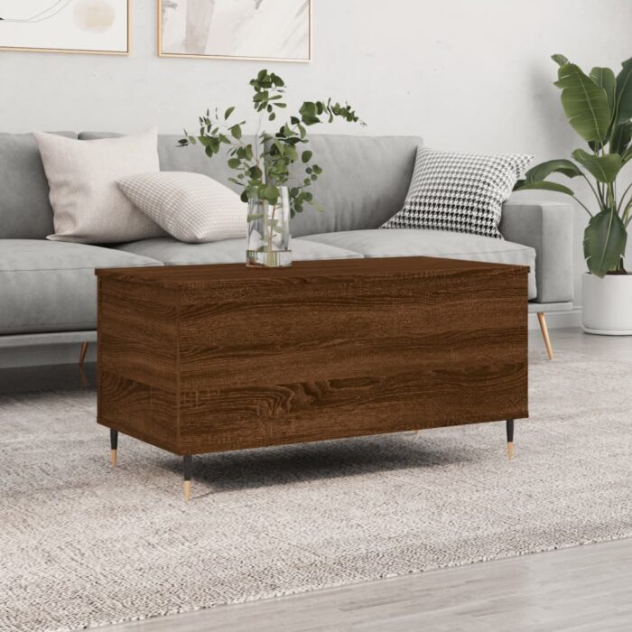 Table basse Chêne marron 90x44,5x45 cm Bois d'ingénierie – Image 1