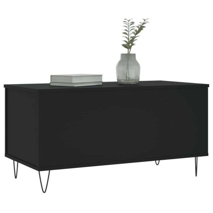 Table basse Noir 90x44,5x45 cm Bois d'ingénierie – Image 2