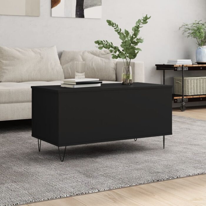 Table basse Noir 90x44,5x45 cm Bois d'ingénierie – Image 1